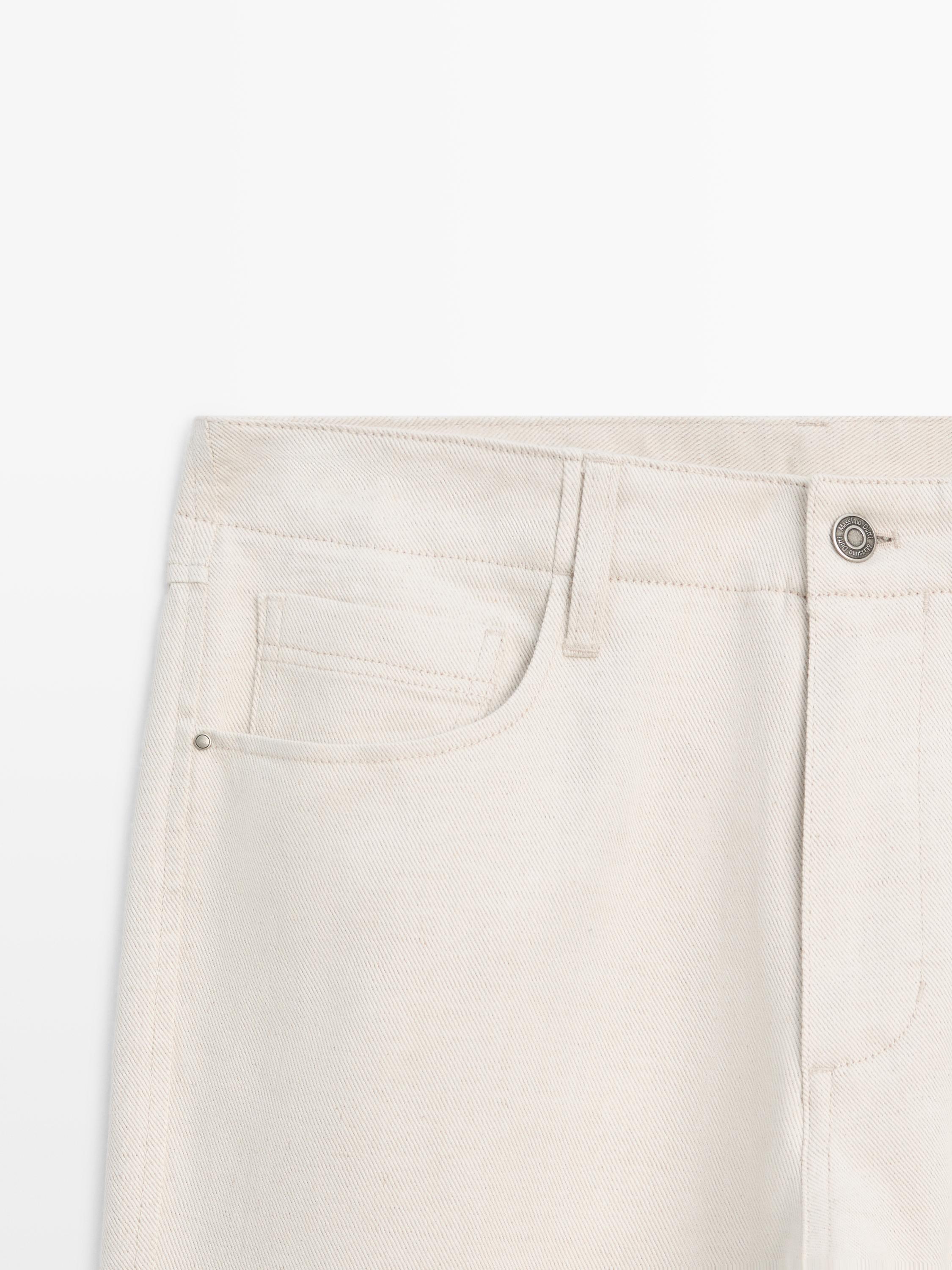 Cotton and linen five-pocket trousers